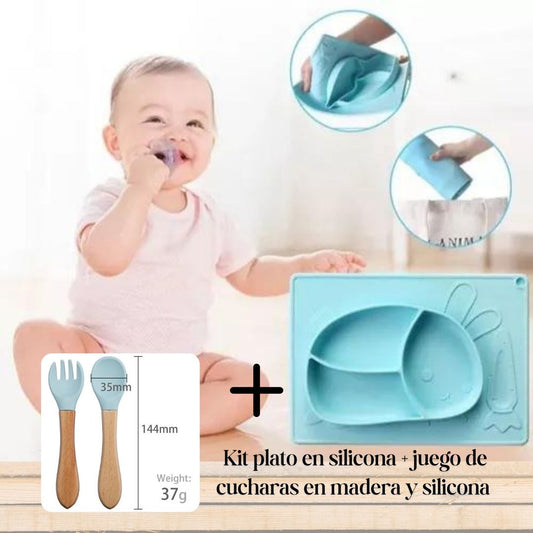 Kit plato conejo en silicona + cucharas